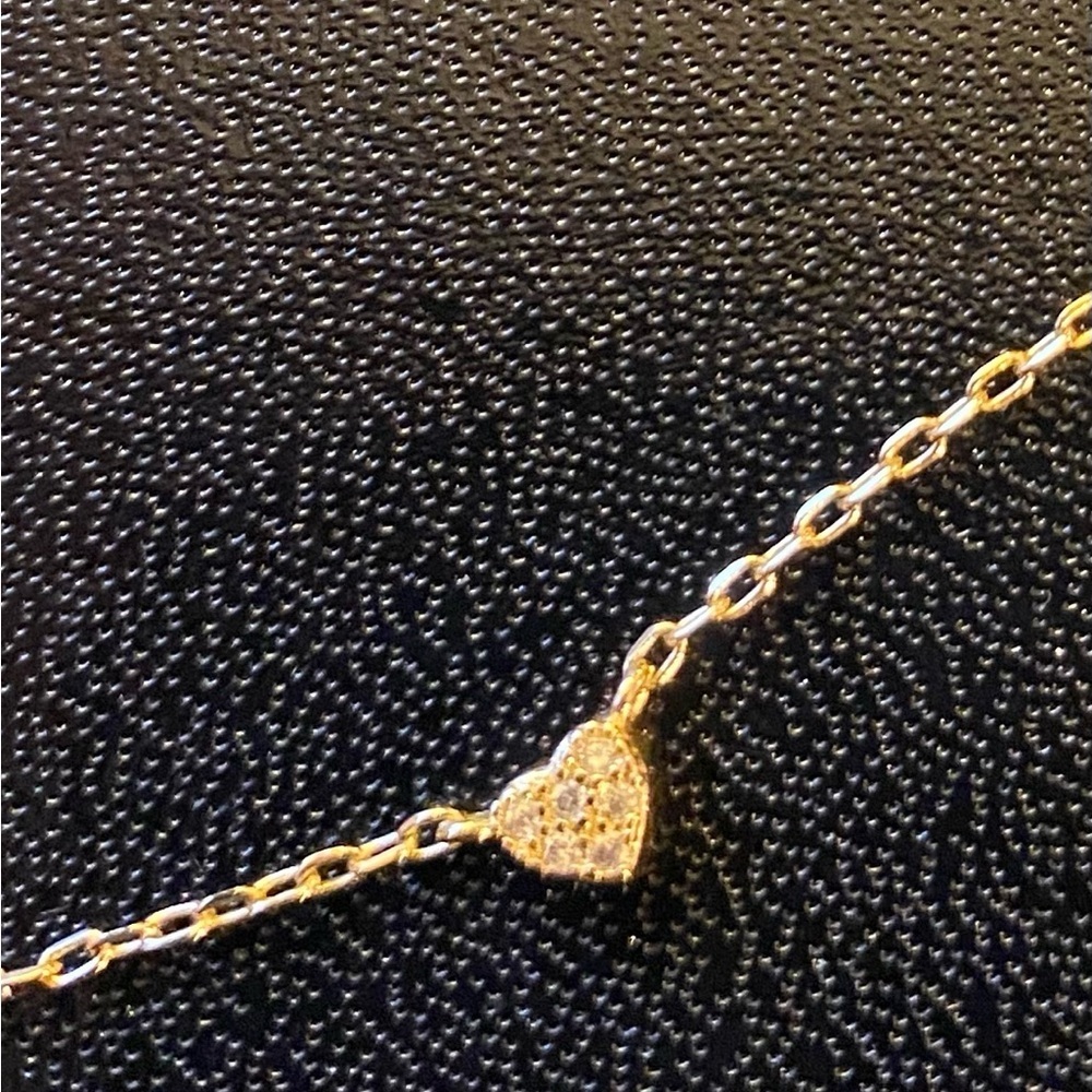 Love yourself/gift Gold Flashed Dainty 5 Heart Cubic Zirconia Station Necklace - Picture 3 of 4